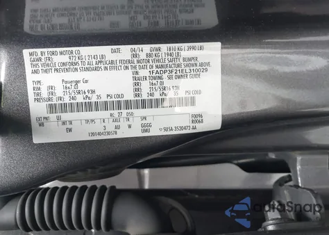 2014 Ford Focus Se из США, поврежденный, VIN 1FADP3F21EL310029